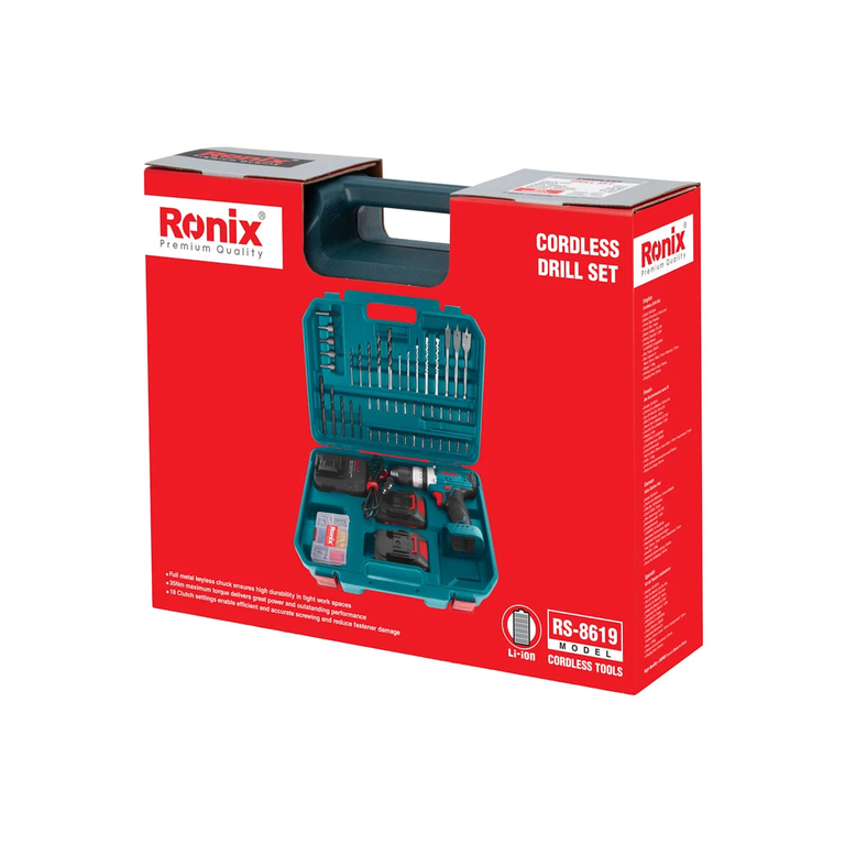 Ronix RS-8619 Akkubohrschrauber Set 20 V - 53-teilig inkl. 2 Akkus & Schnellader