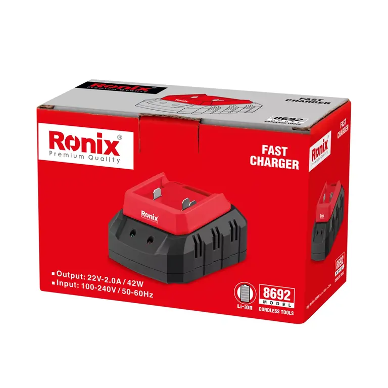 Ronix Schnellladegerät 2Ah 22V kompatibel mit allen 20V Akkus für Makita 18V - 8692