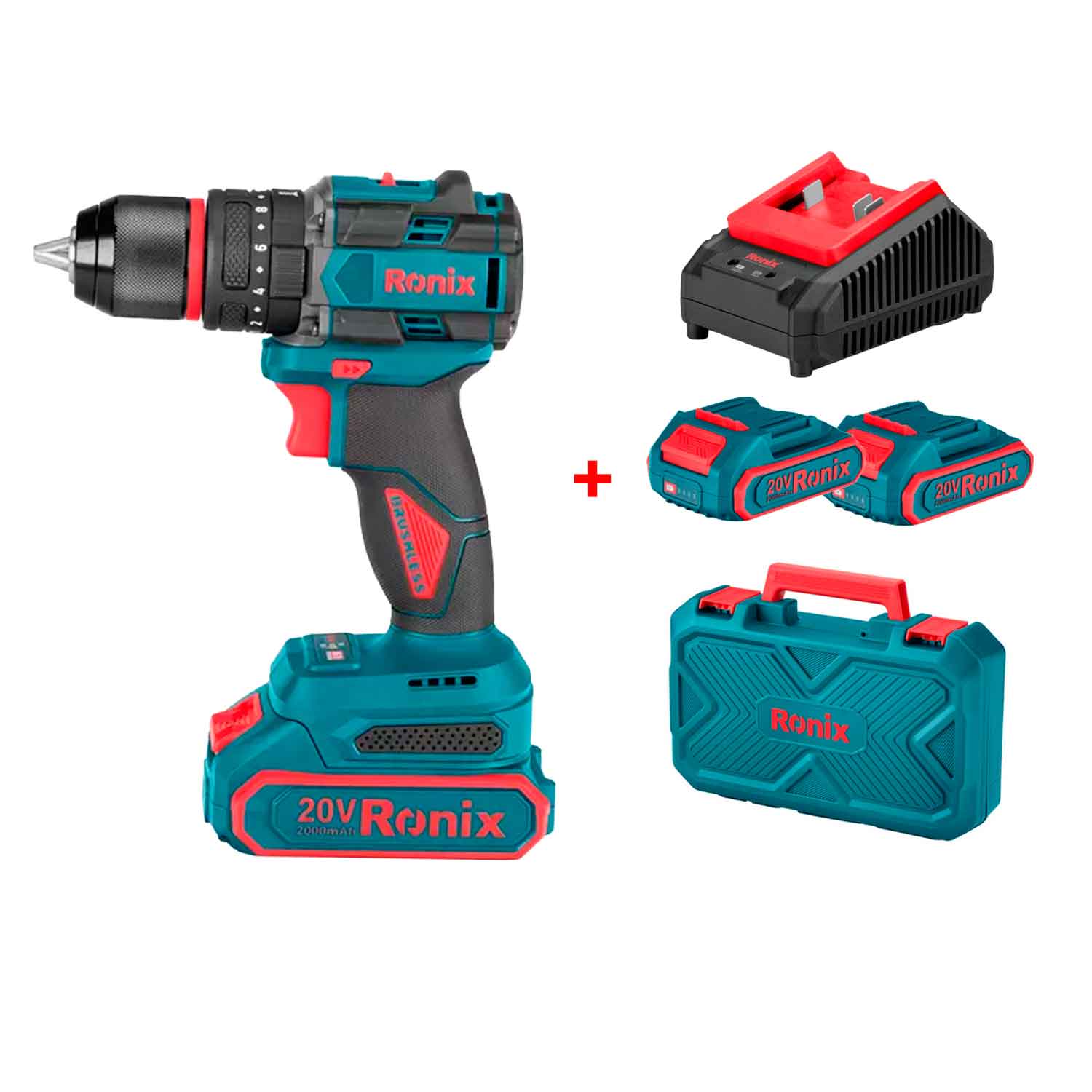 Ronix 8670 – 20V Bürstenloser Akku-Schlagbohrschrauber, 13 mm, 60 Nm