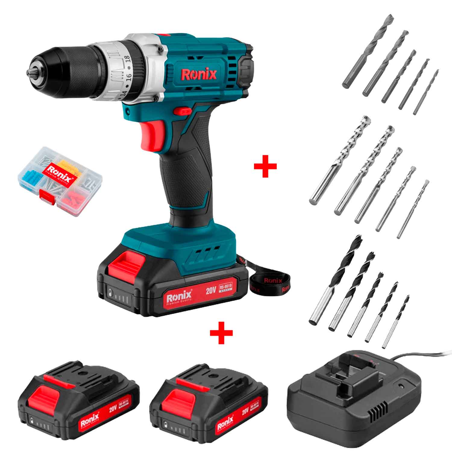 Ronix RS-8619 Akkubohrschrauber Set 20 V - 53-teilig inkl. 2 Akkus & Schnellader