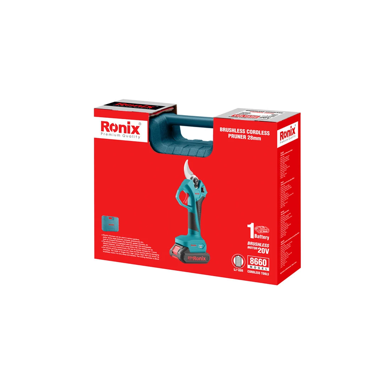 Ronix 8660 – Bürstenlose Akku-Astschere 20V bis max. 28 mm Aststärke
