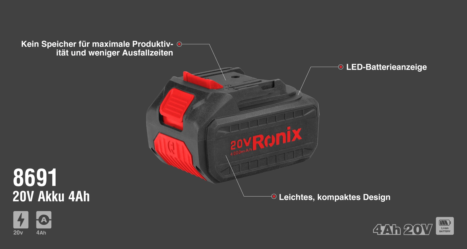 Ronix-Akku-20V-4Ah-86er-Serie-8691-1